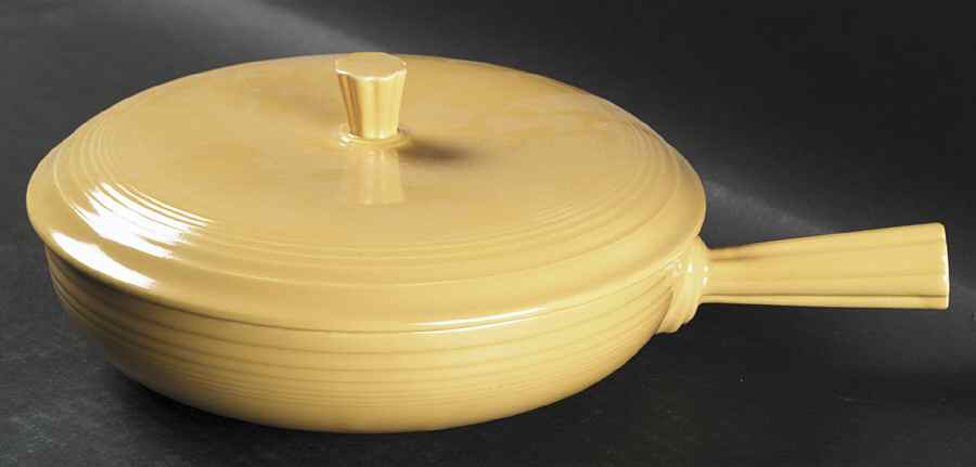 Fiesta Yellow (Older) Round French Covered Casserole by Homer Laughlin -1