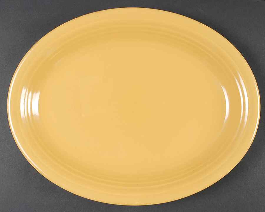 Fiesta Yellow (Older) 12" Oval Serving Platter by Homer Laughlin -1