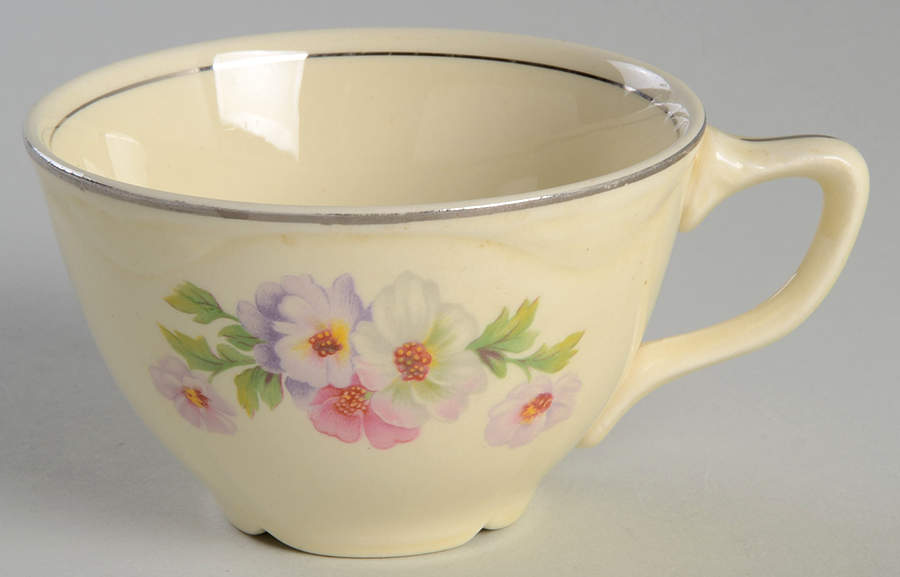 Fluffy Rose 1 (Platinum Trim) Flat Cup by Homer Laughlin -1