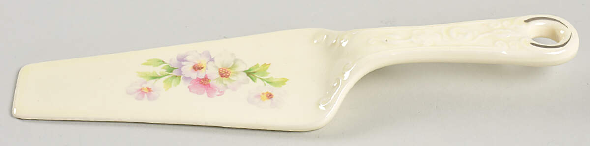 Fluffy Rose 1 (Platinum Trim) Solid Ceramic Pie/Cake Server by Homer Laughlin -1