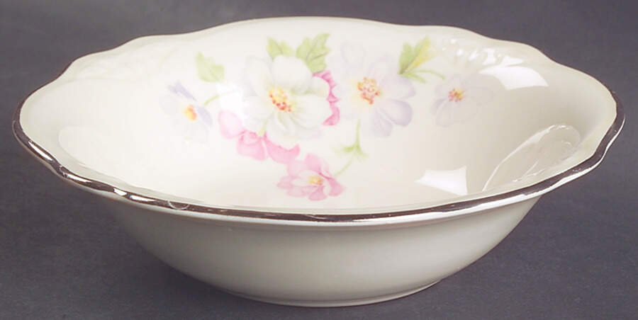 Fluffy Rose 1 (Platinum Trim) Fruit/Dessert (Sauce) Bowl by Homer Laughlin -1