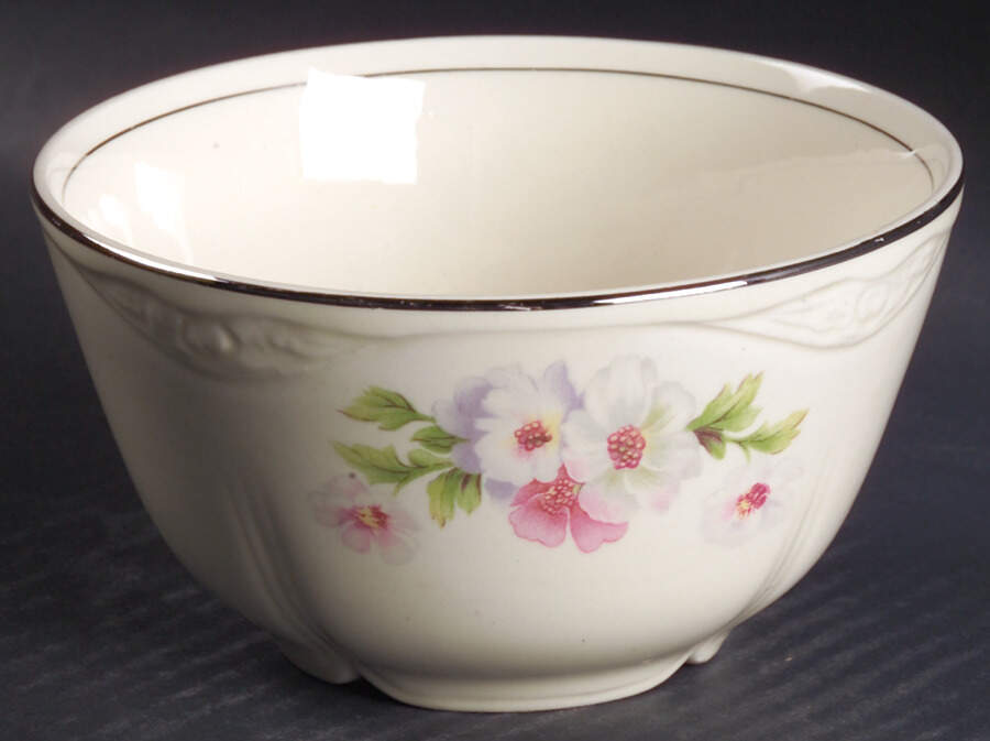 Fluffy Rose 1 (Platinum Trim) Cranberry Bowl by Homer Laughlin -1