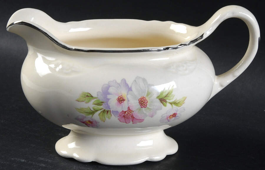 Fluffy Rose 1 (Platinum Trim) Creamer by Homer Laughlin -1