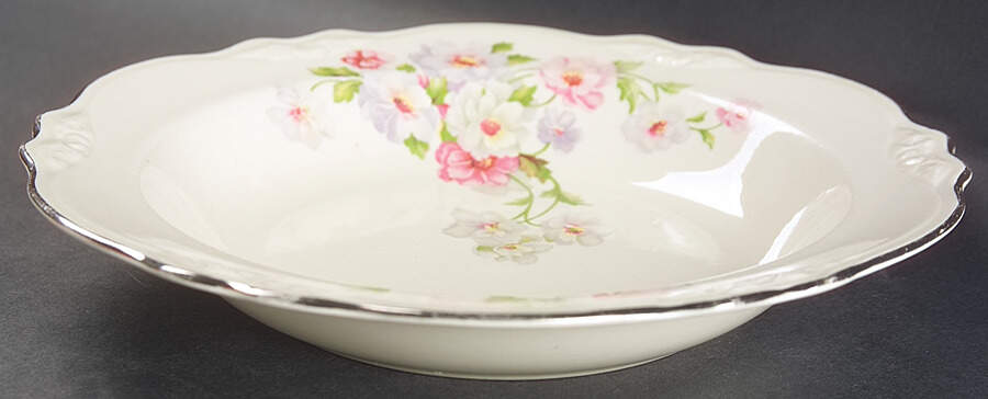 Fluffy Rose 1 (Platinum Trim) Rim Soup Bowl by Homer Laughlin -1