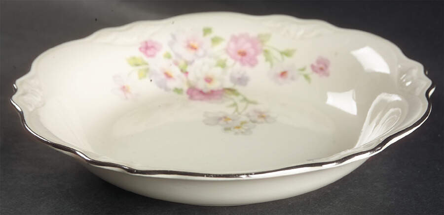 Fluffy Rose 1 (Platinum Trim) Coupe Soup Bowl by Homer Laughlin -1