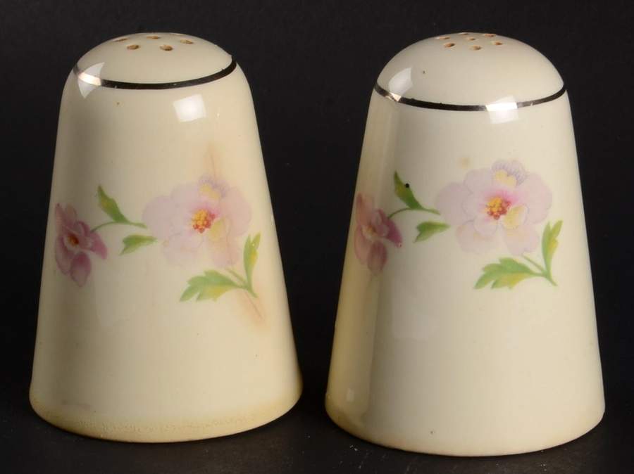 Fluffy Rose 1 (Platinum Trim) Salt & Pepper Set by Homer Laughlin -1