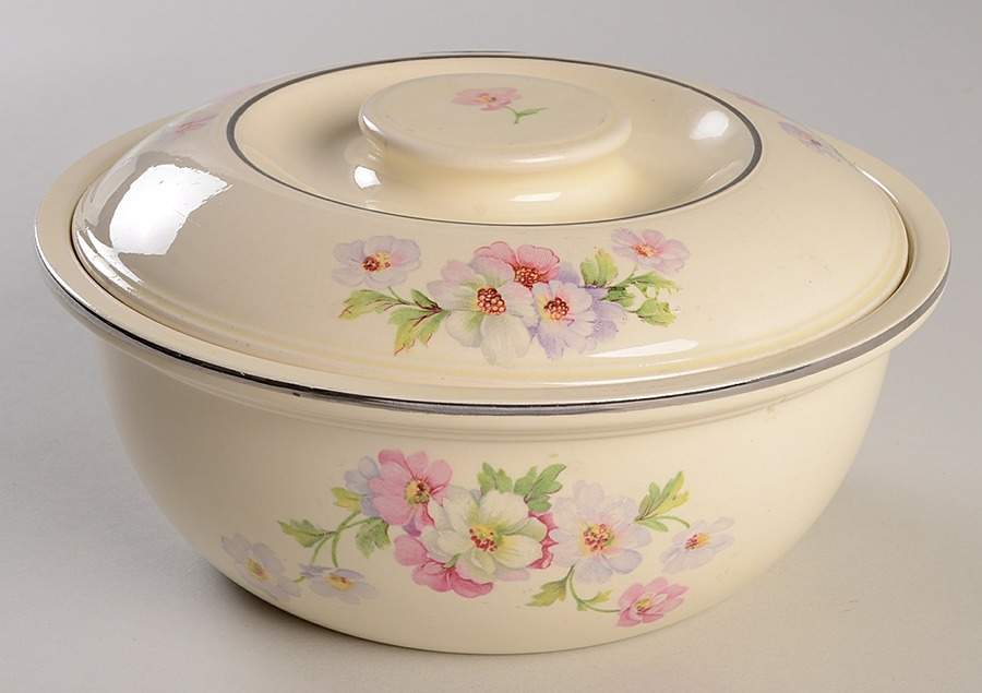 Fluffy Rose 1 (Platinum Trim) 1 Qt Round Covered Casserole by Homer Laughlin -1
