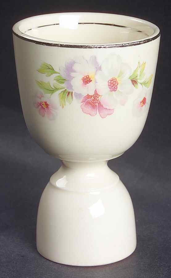 Fluffy Rose 1 (Platinum Trim) Double Egg Cup by Homer Laughlin -1