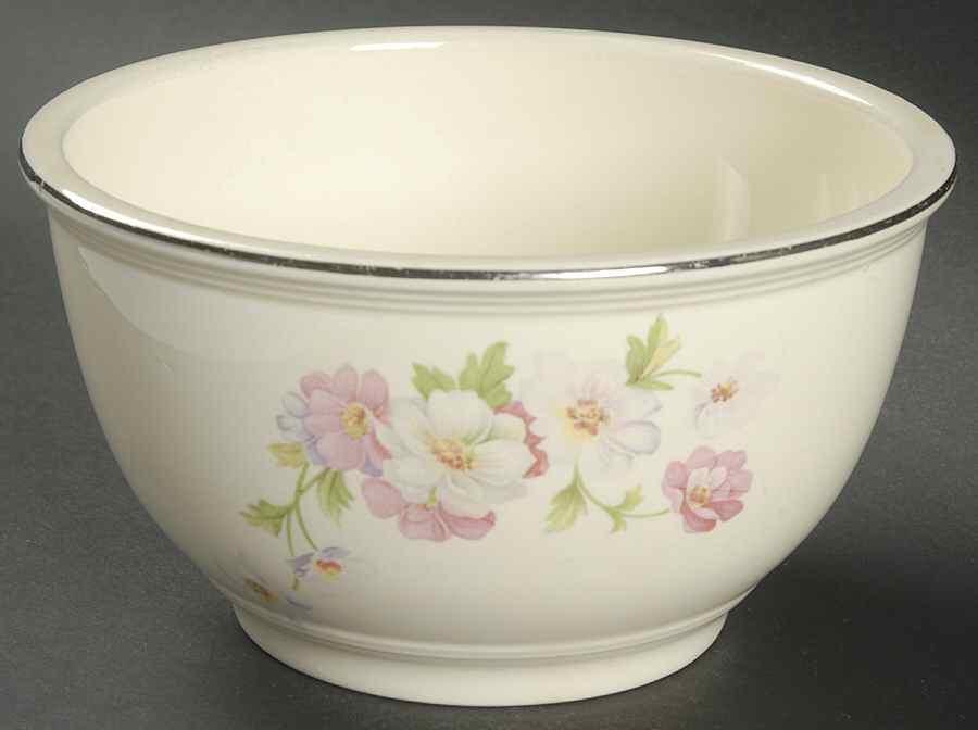 Fluffy Rose 1 (Platinum Trim) 6" Mixing Bowl by Homer Laughlin -1