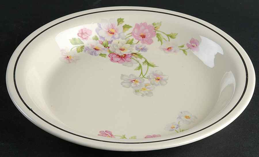 Fluffy Rose 1 (Platinum Trim) Pie Serving Plate by Homer Laughlin -1