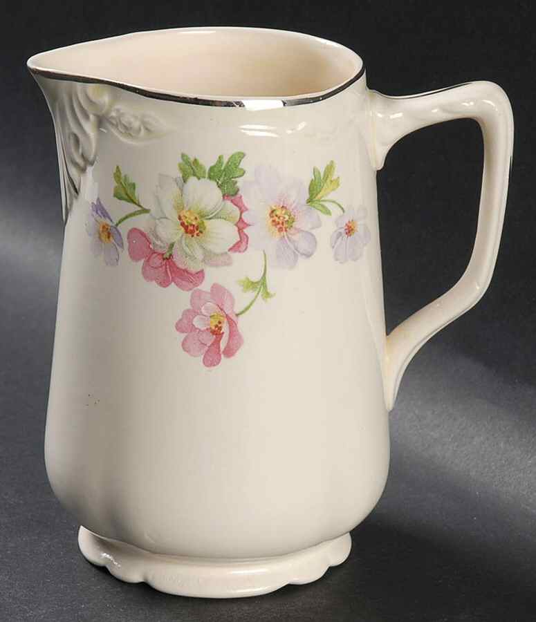 Fluffy Rose 1 (Platinum Trim) 16 Oz Pitcher by Homer Laughlin -1