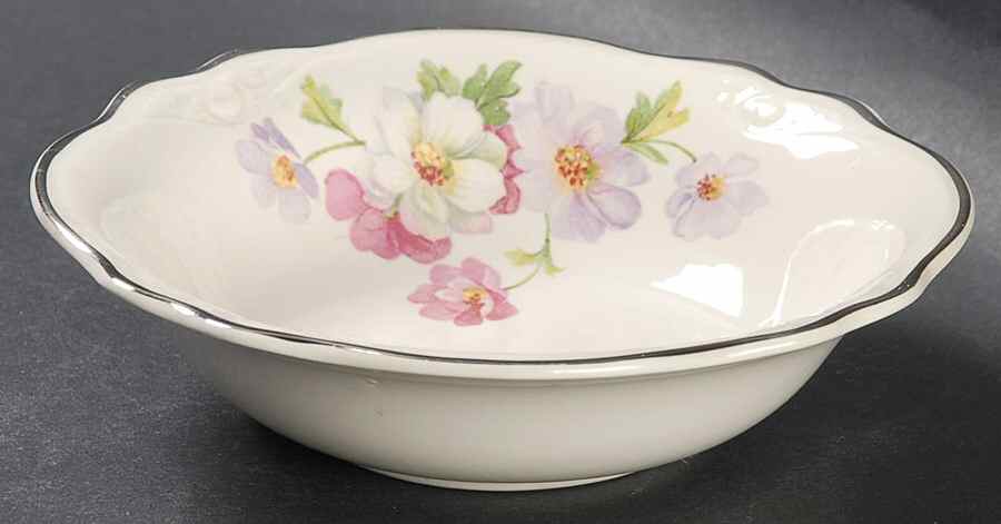 Fluffy Rose 1 (Platinum Trim) Fruit/Dessert (Sauce) Bowl by Homer Laughlin -1