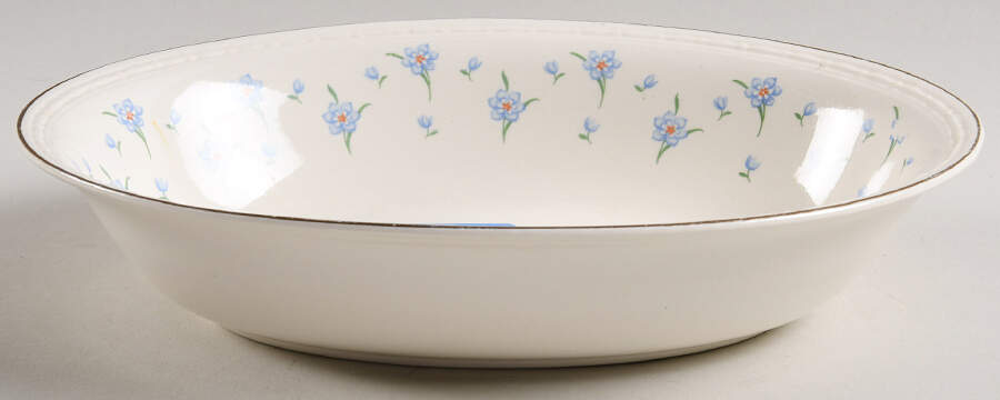 Forget-Me-Not (Gold Trim) 9" Oval Vegetable Bowl by Homer Laughlin -1