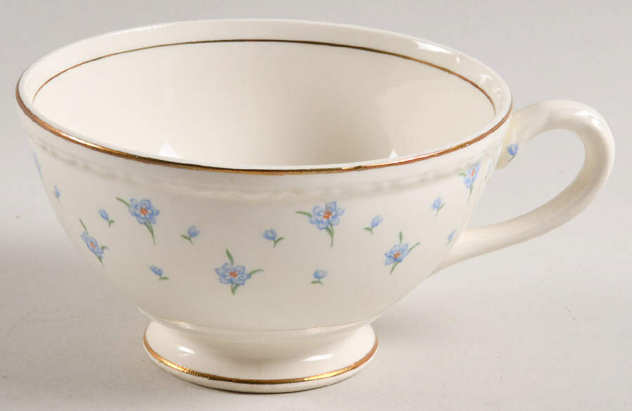 Forget-Me-Not (Gold Trim) Footed Cup by Homer Laughlin -1