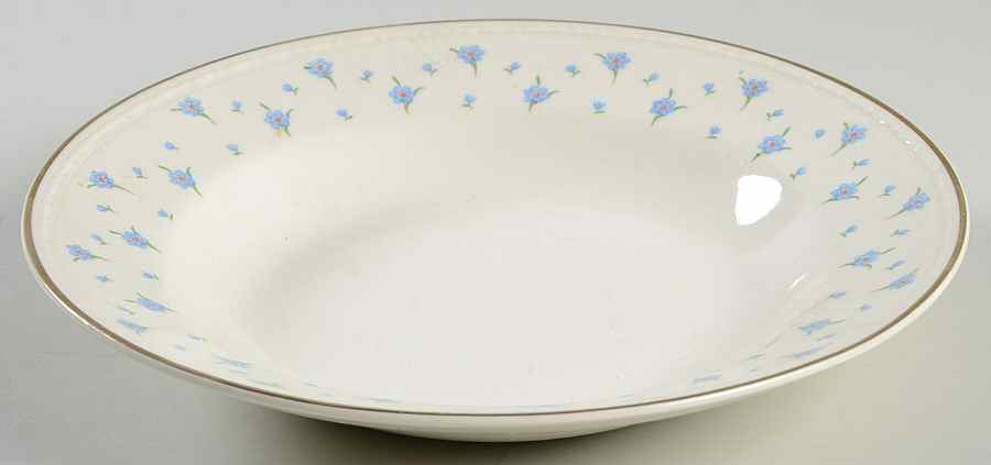 Forget-Me-Not (Gold Trim) Rim Soup Bowl by Homer Laughlin -1