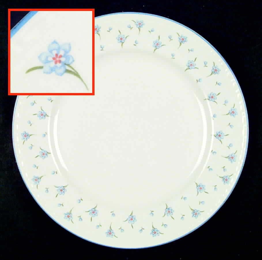 Forget-Me-Not (Blue Trim) Dinner Plate by Homer Laughlin -1