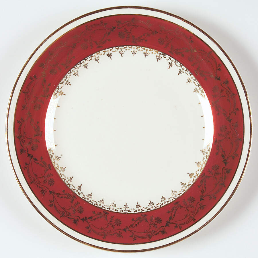 Formal Rust Red Bread & Butter Plate by Homer Laughlin -1