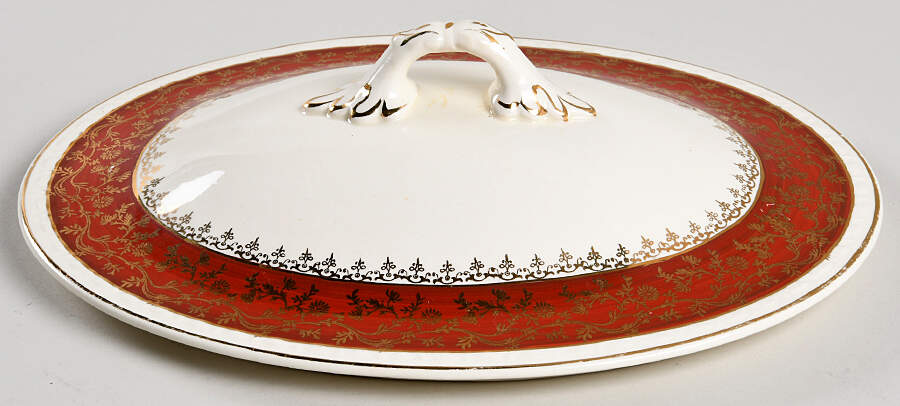 Formal Rust Red Lid for Oval Vegetable by Homer Laughlin -1