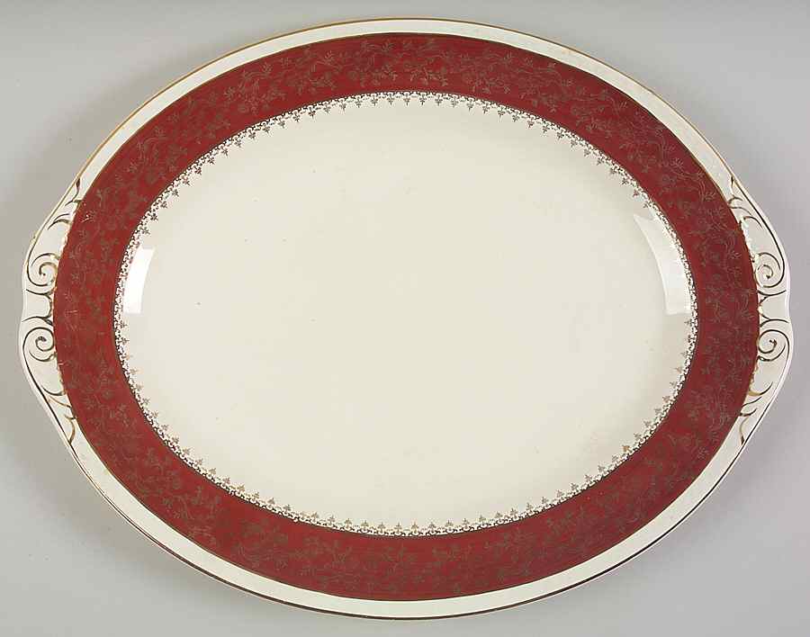 Formal Rust Red 15" Oval Serving Platter by Homer Laughlin -1