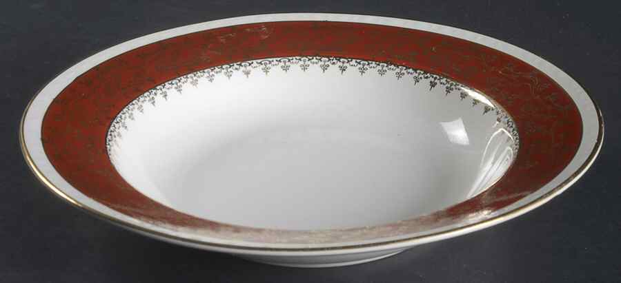 Formal Rust Red Rim Soup Bowl by Homer Laughlin -1