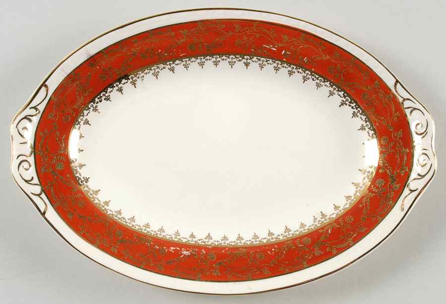 Formal Rust Red Relish/Gravy Underplate by Homer Laughlin -1