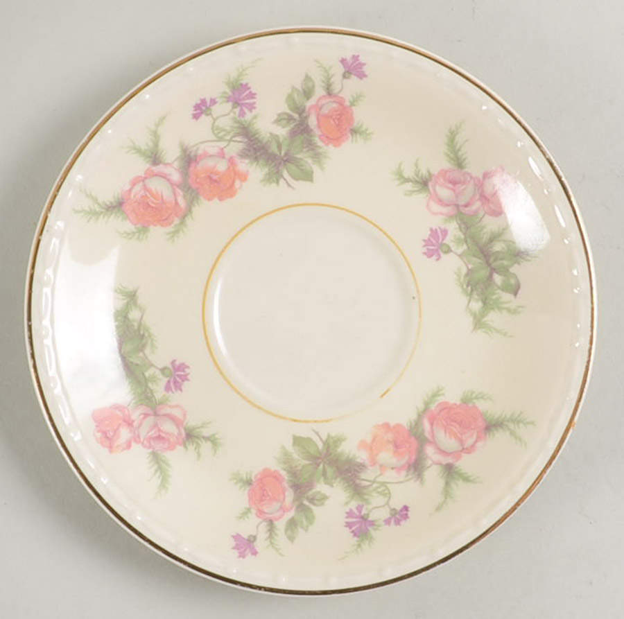 Heather Rose (Eggshell Georgian) Saucer for Demitasse Cup by Homer Laughlin -1