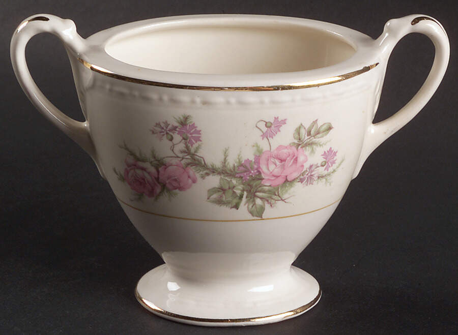 Heather Rose (Eggshell Georgian) Sugar Bowl No Lid by Homer Laughlin -1
