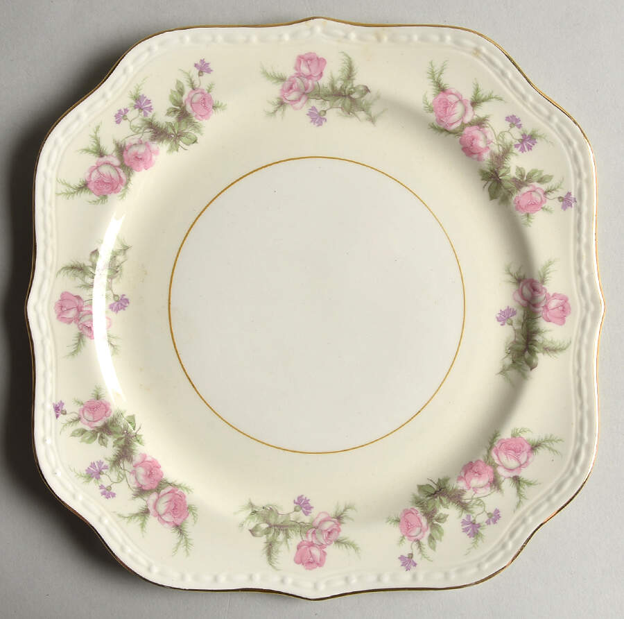 Heather Rose (Eggshell Georgian) Square Salad Plate by Homer Laughlin -1