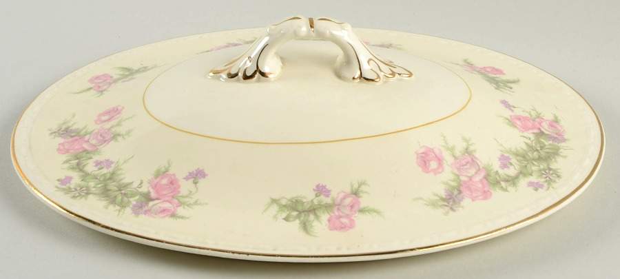 Heather Rose (Eggshell Georgian) Lid for Oval Vegetable by Homer Laughlin -1
