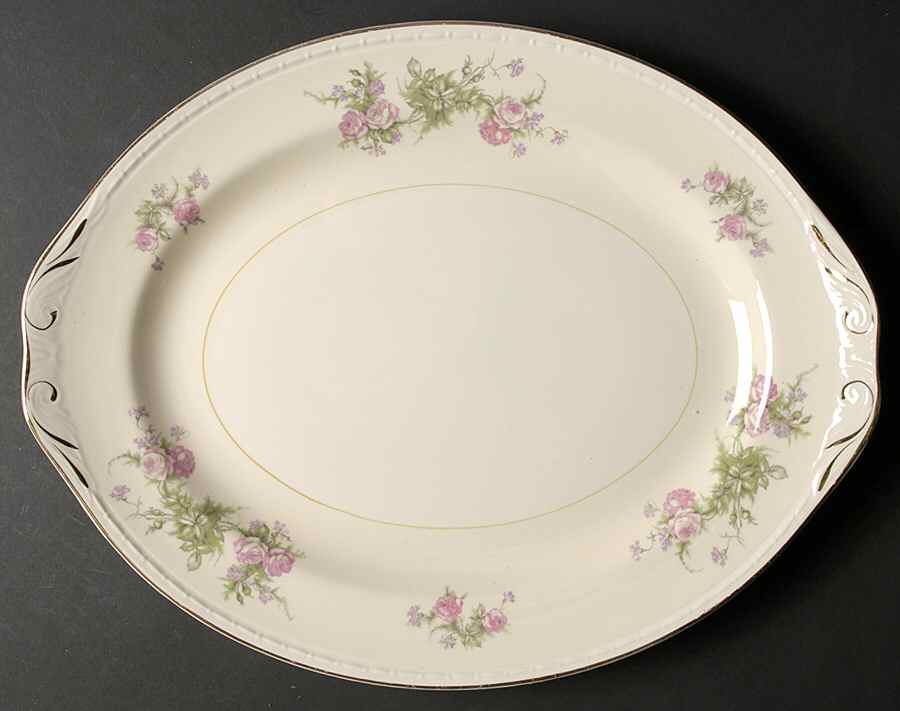 Heather Rose (Eggshell Georgian) 16" Oval Serving Platter by Homer Laughlin -1