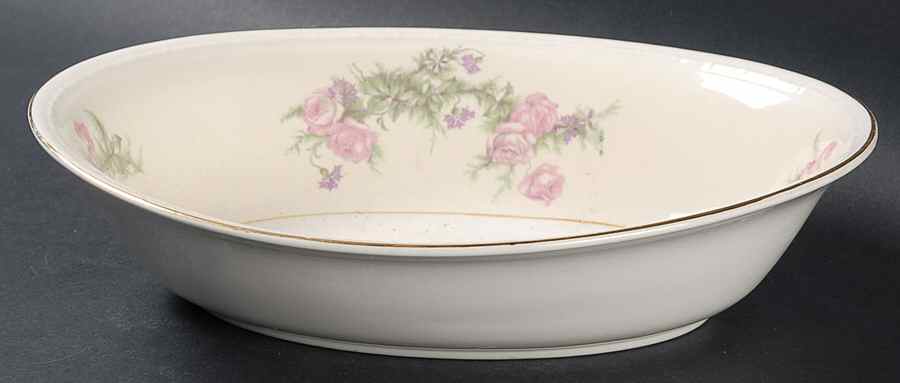 Heather Rose (Eggshell Georgian) 9" Oval Vegetable Bowl by Homer Laughlin -1