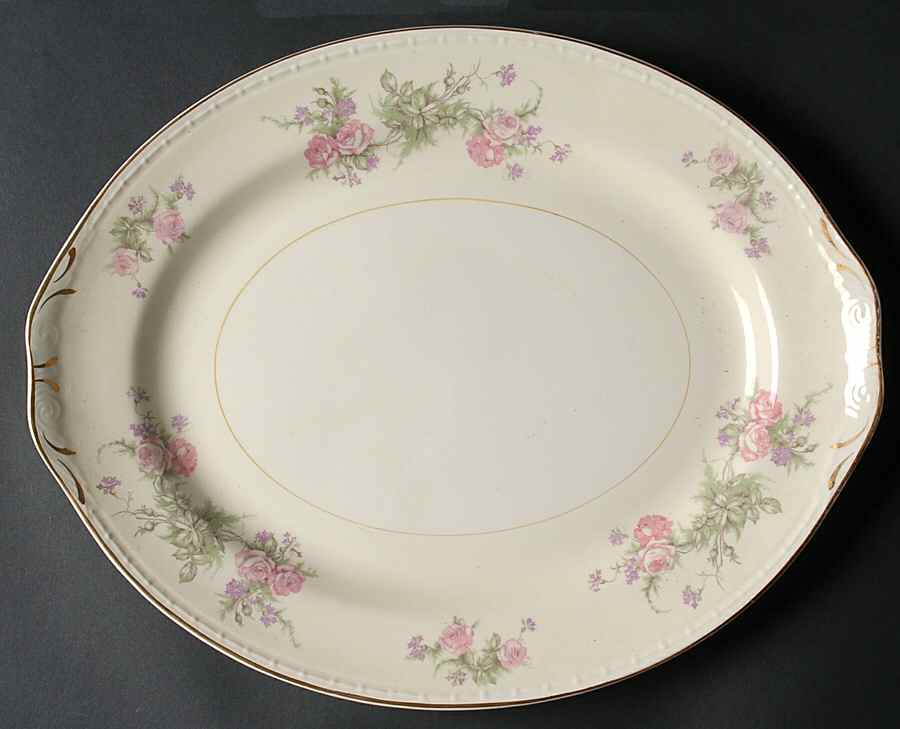 Heather Rose (Eggshell Georgian) 13" Oval Serving Platter by Homer Laughlin -1
