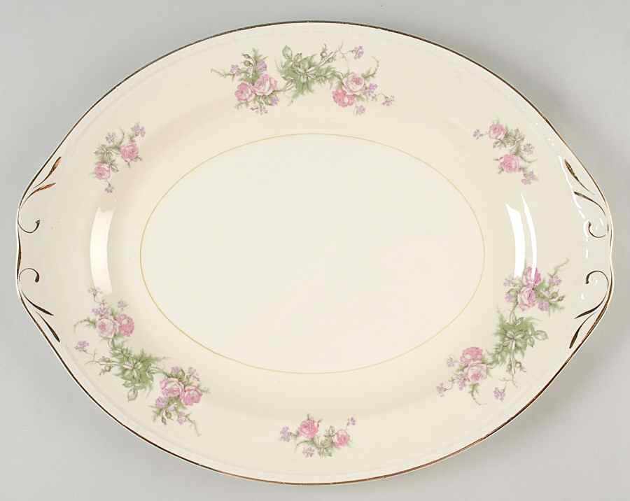 Heather Rose (Eggshell Georgian) 15" Oval Serving Platter by Homer Laughlin -1