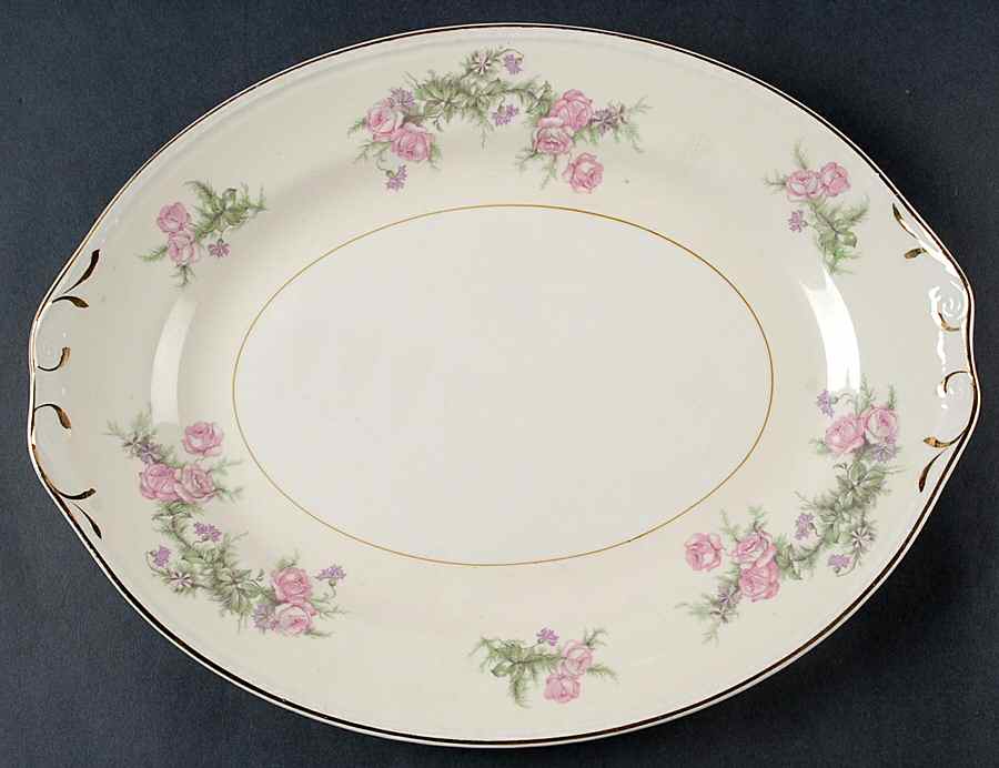 Heather Rose (Eggshell Georgian) 11" Oval Serving Platter by Homer Laughlin -1