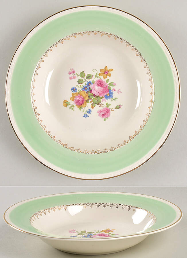 Marilyn Green Rim Soup Bowl by Homer Laughlin -1