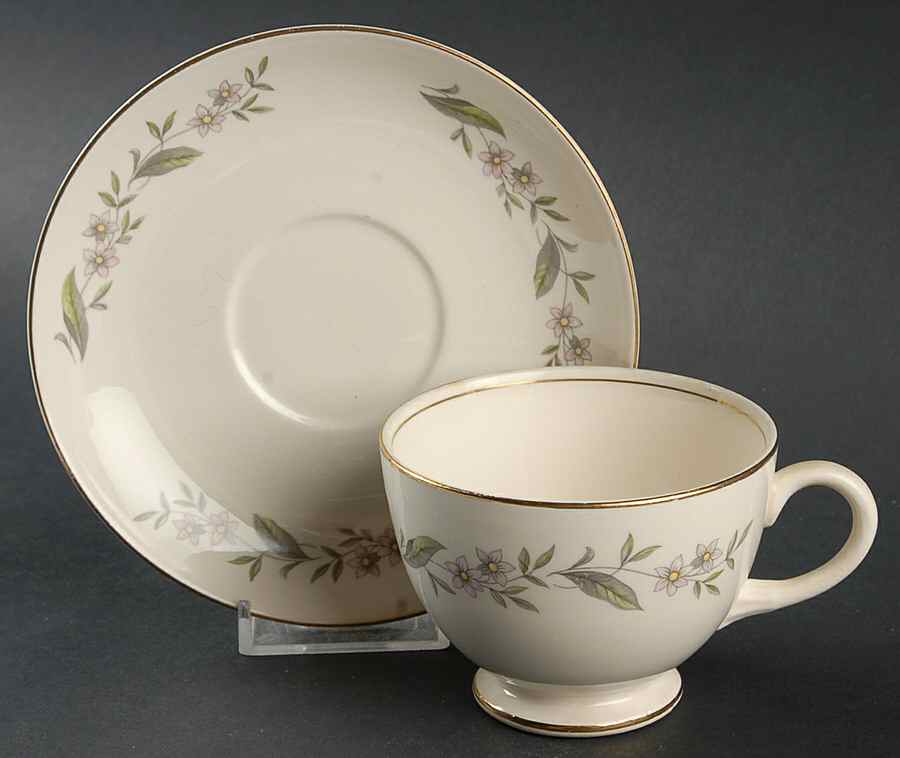 Gardenia Footed Cup & Saucer Set by Homer Laughlin -1