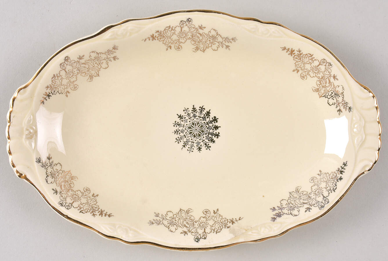 Golden Rose 2 (Virginia Rose Shape) Relish/Gravy Underplate by Homer Laughlin -1