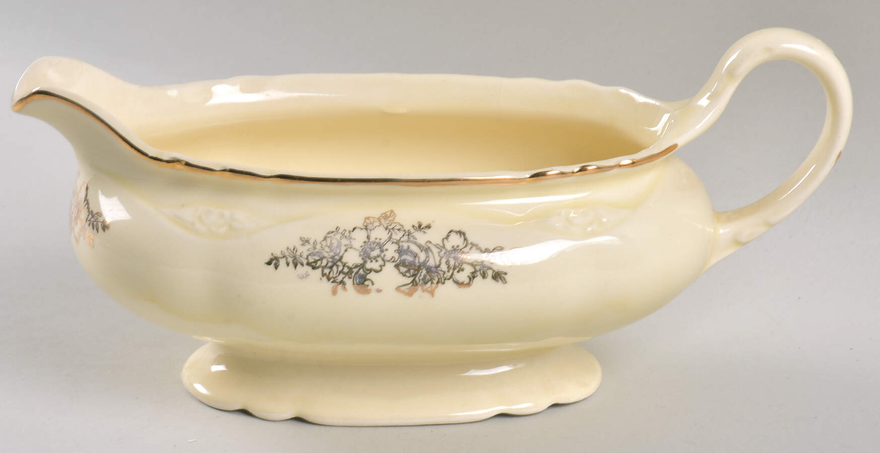 Golden Rose 2 (Virginia Rose Shape) Gravy Boat by Homer Laughlin -1