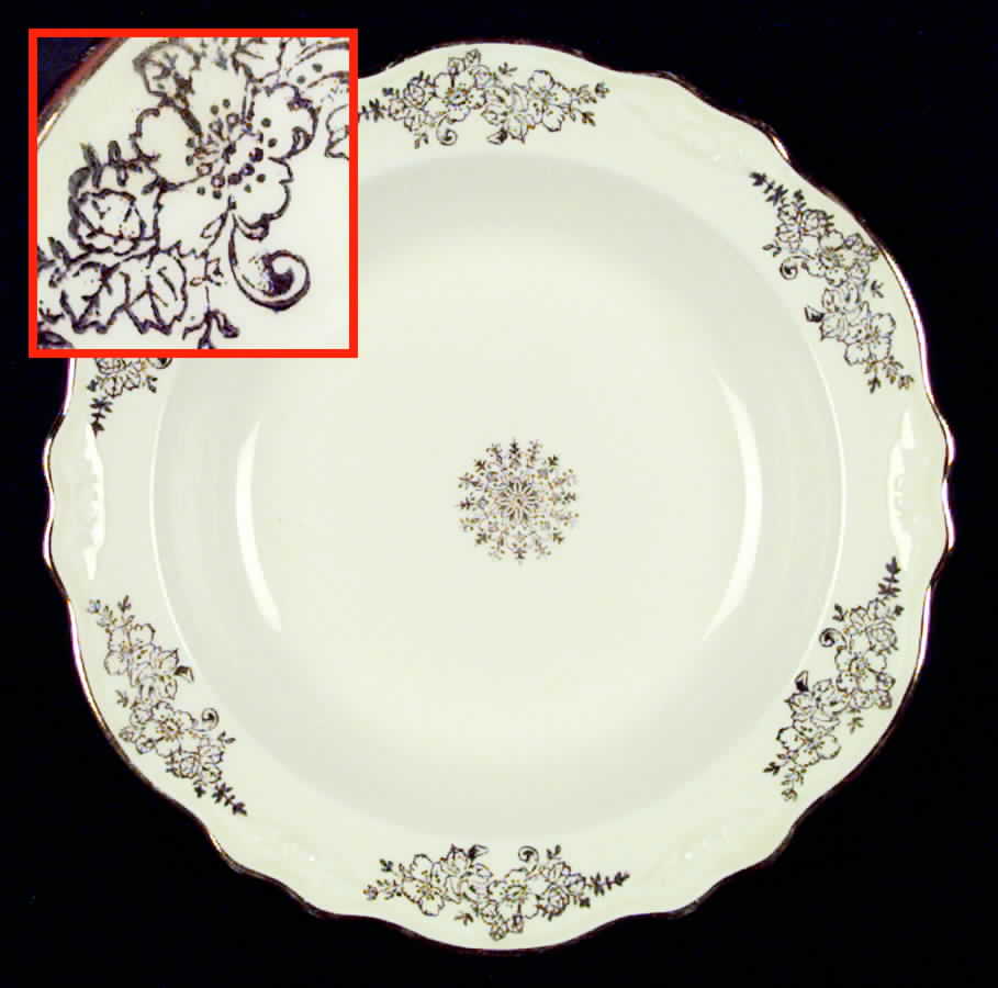 Golden Rose 2 (Virginia Rose Shape) Rim Soup Bowl by Homer Laughlin -1