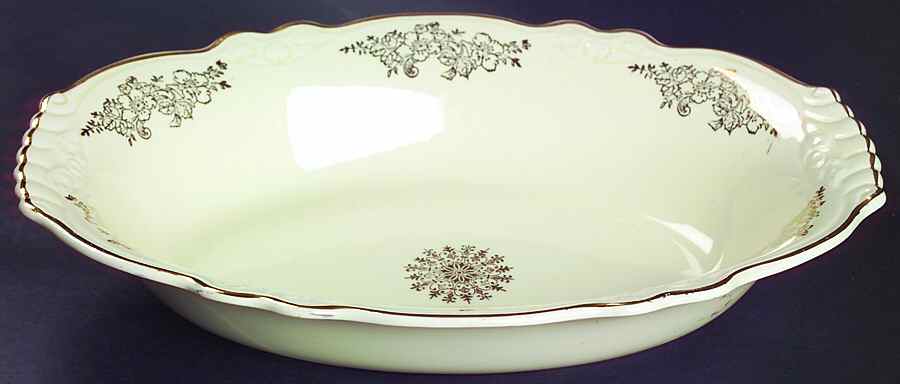 Golden Rose 2 (Virginia Rose Shape) 9" Oval Vegetable Bowl by Homer Laughlin -1