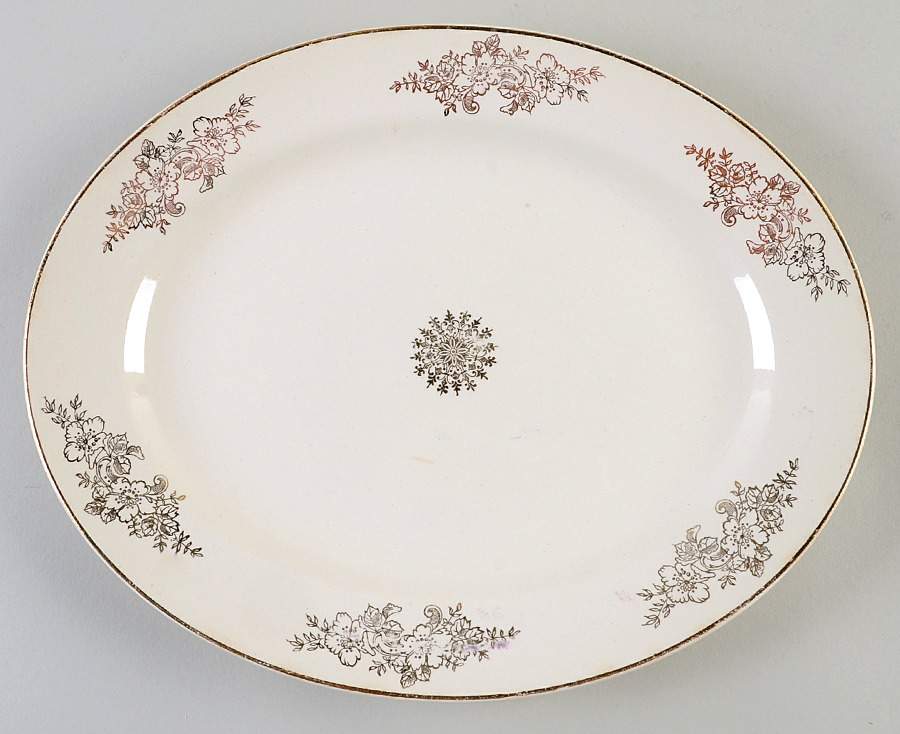 Golden Rose 2 (Virginia Rose Shape) 11" Oval Serving Platter by Homer Laughlin -1