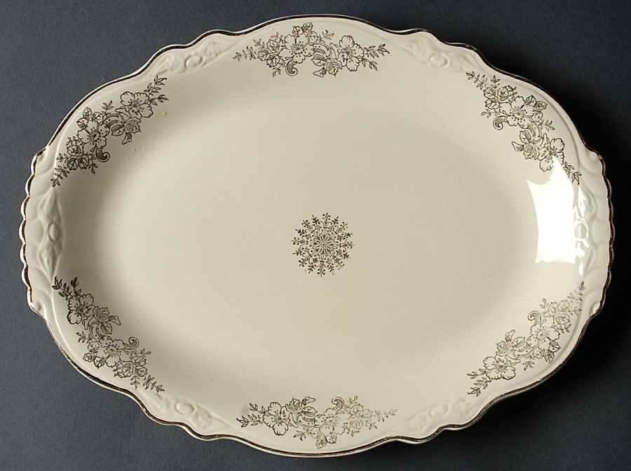 Golden Rose 2 (Virginia Rose Shape) 11" Oval Serving Platter by Homer Laughlin -1