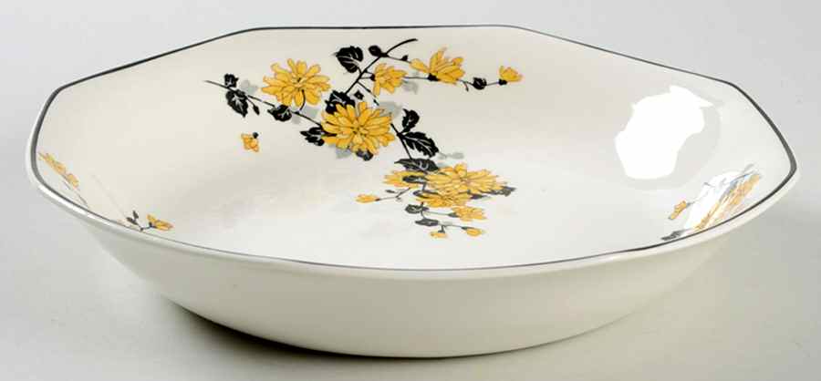 Golden Rose (Yellow Floral) Coupe Soup Bowl by Homer Laughlin -1