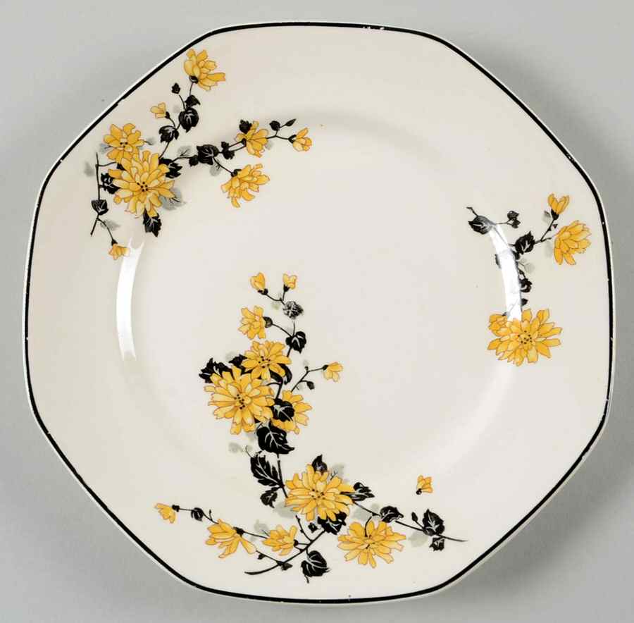 Golden Rose (Yellow Floral) Dessert/Pie Plate by Homer Laughlin -1