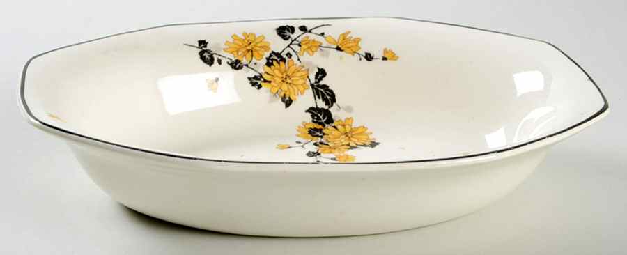Golden Rose (Yellow Floral) 9" Oval Vegetable Bowl by Homer Laughlin -1