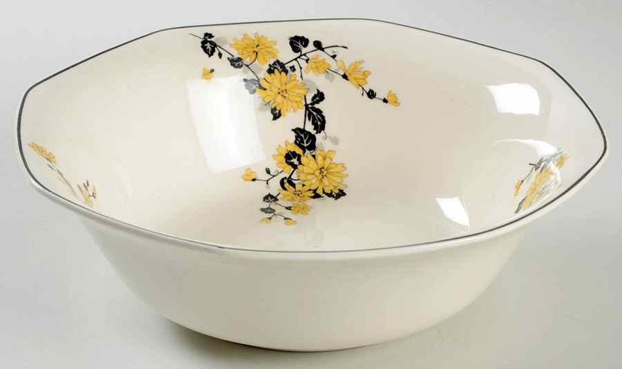 Golden Rose (Yellow Floral) 8" Round Vegetable Bowl by Homer Laughlin -1