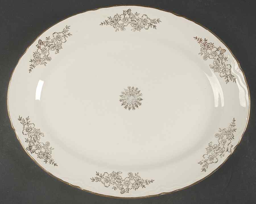 Golden Rose (Republic Shape) 11" Oval Serving Platter by Homer Laughlin -1