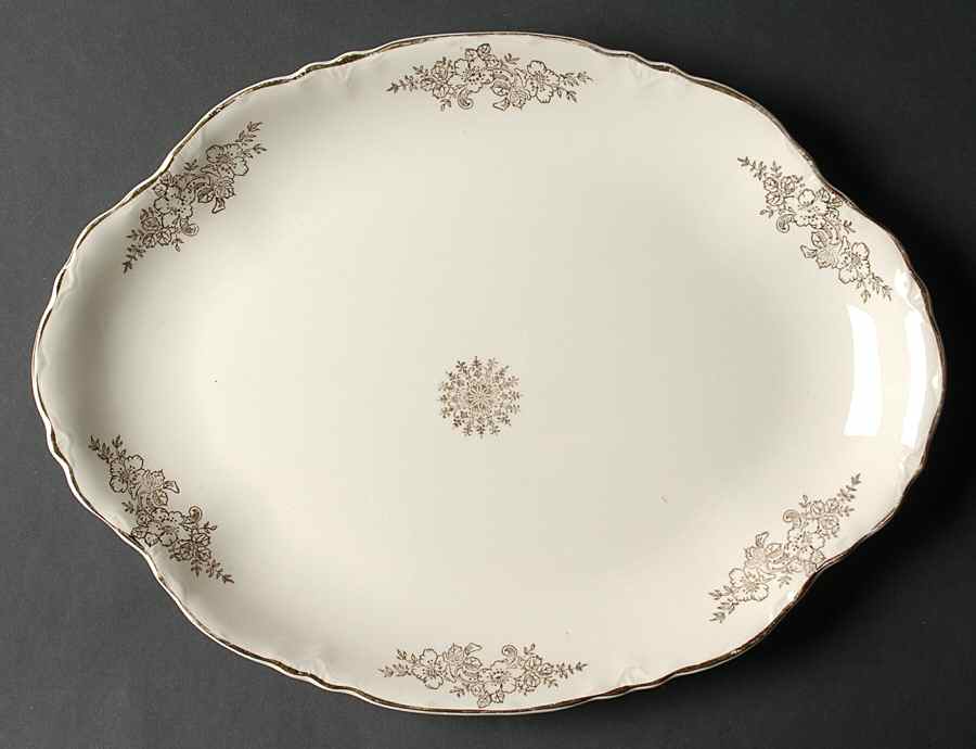 Golden Rose (Republic Shape) 13" Oval Serving Platter by Homer Laughlin -1