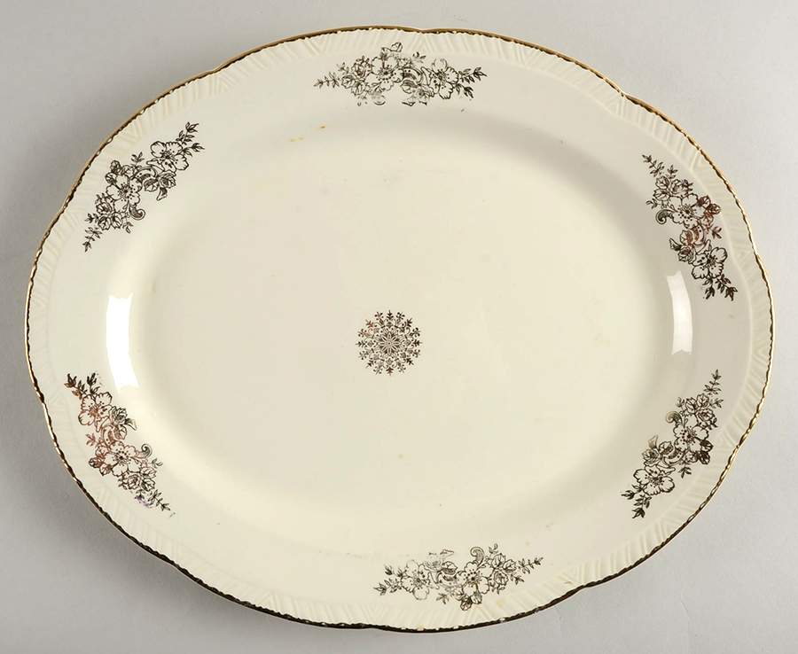 Golden Rose (Liberty Shape) 13" Oval Serving Platter by Homer Laughlin -1