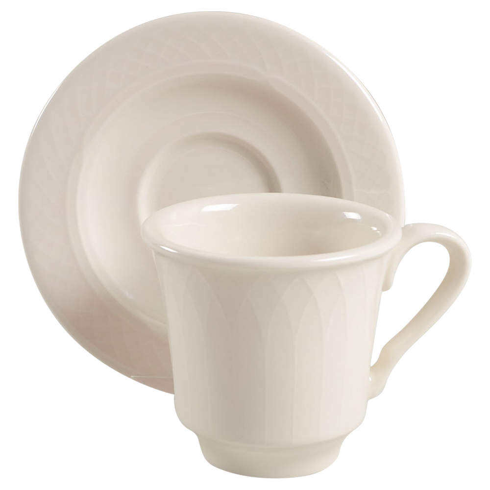 Gothic (Wide Rim) Flat Cup & Saucer Set by Homer Laughlin -1
